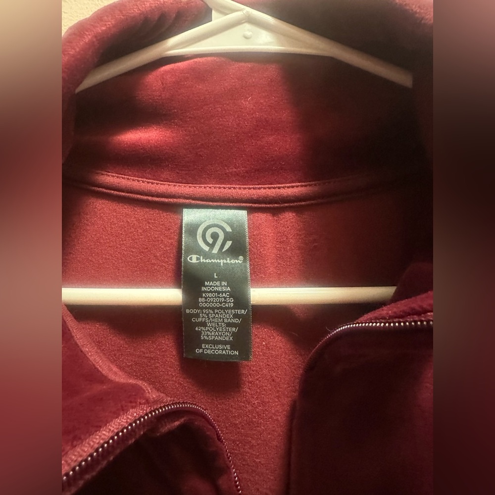 C9 Champion Velvet Half Zip Burgundy Pull Over Size Large - Picture 6 of 6